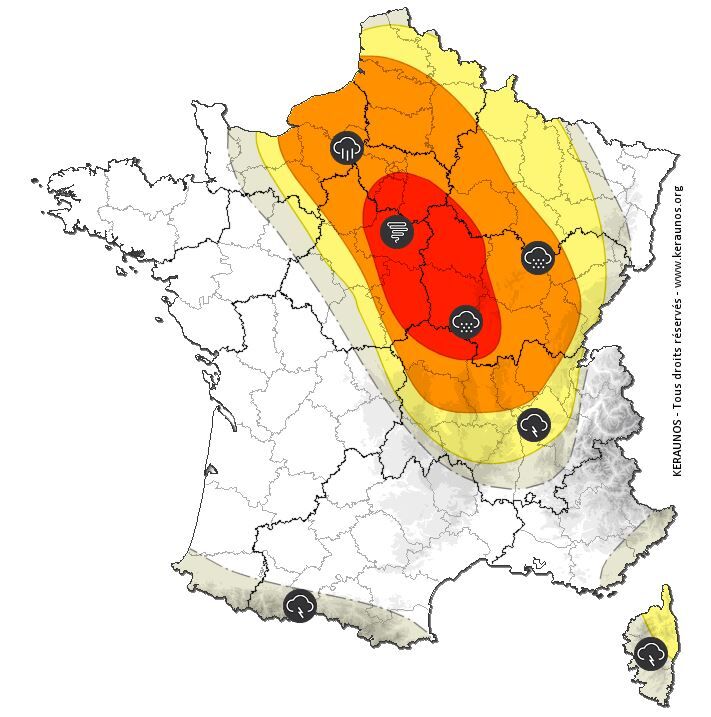 orages forts : 14 départements, dont ceux d’île-de-france, en vigilance orange
