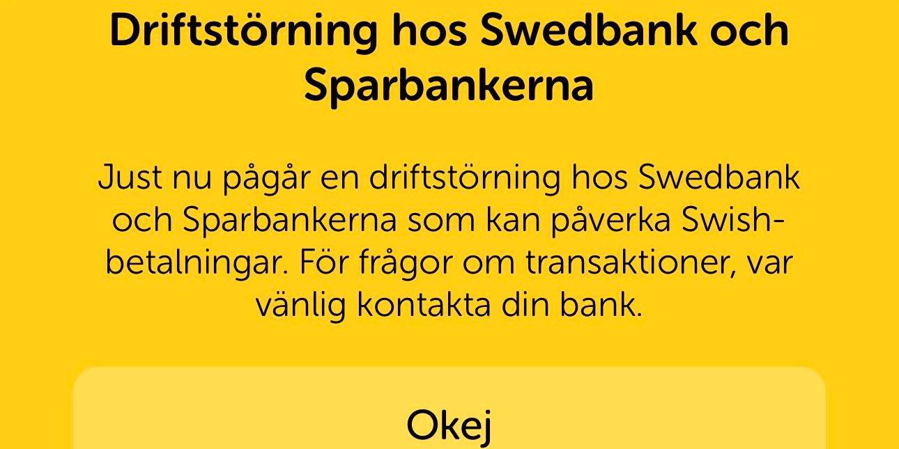 störning hos swedbank – kunder kunde inte swisha