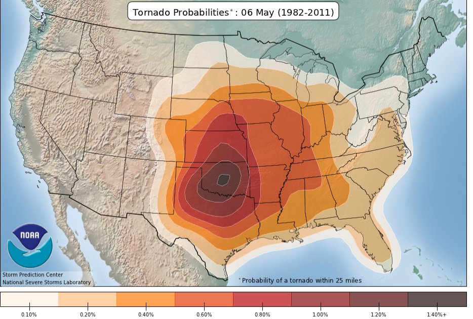 Map shows US regions most at risk of tornados this season