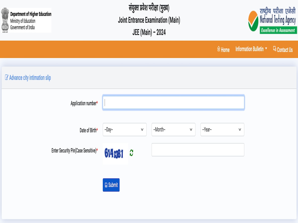 JEE Main 2024: City Intimation Slip For B.E, B.Tech Released On Jeemain ...