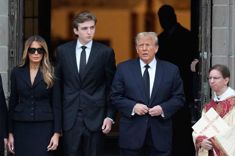 Donald and Melania Trump pictured together at funeral of former first ...