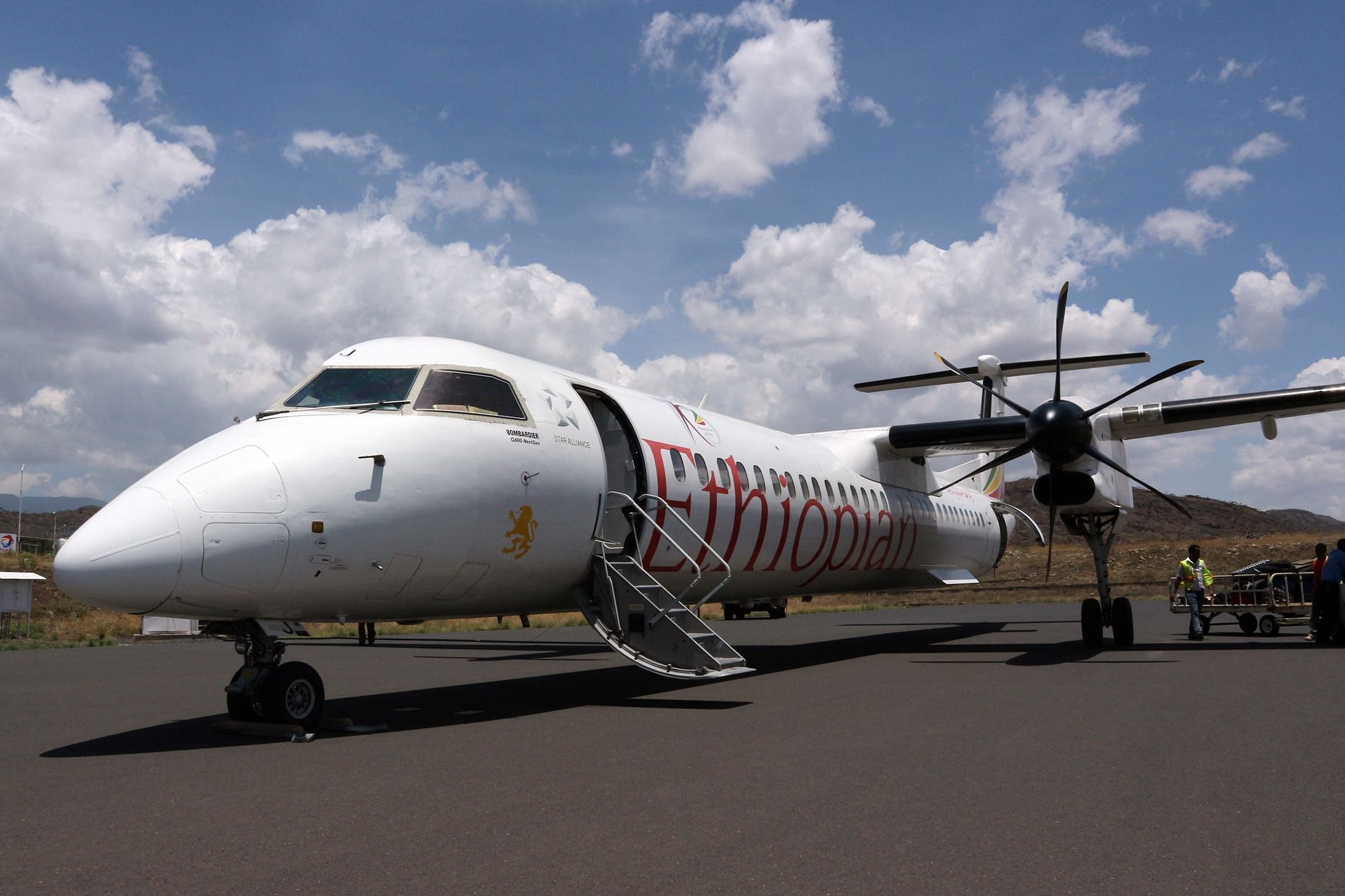 ethiopian airlines dash 8 damaged during prop strike runway excursion