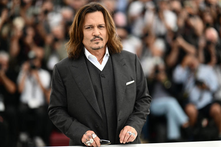 Johnny Depp poses during a photocall for the film " Jeanne Du Barry" during the 76th edition of the Cannes Film Festival in Cannes, France, on May 17, 2023.
