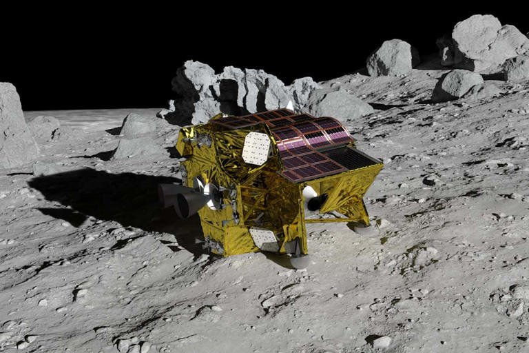 An artist's impression of SLIM after landing on the moon JAXA