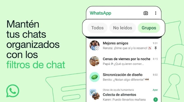 whatsapp; así funcionan los filtros para organizar chats individuales, mensajes no leídos y grupos