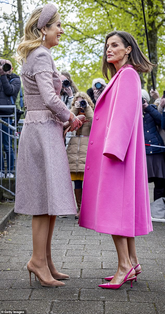 queen letizia and queen maxima look stunning in elegant dresses