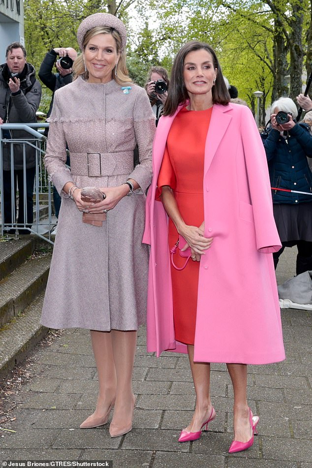 queen letizia and queen maxima look stunning in elegant dresses