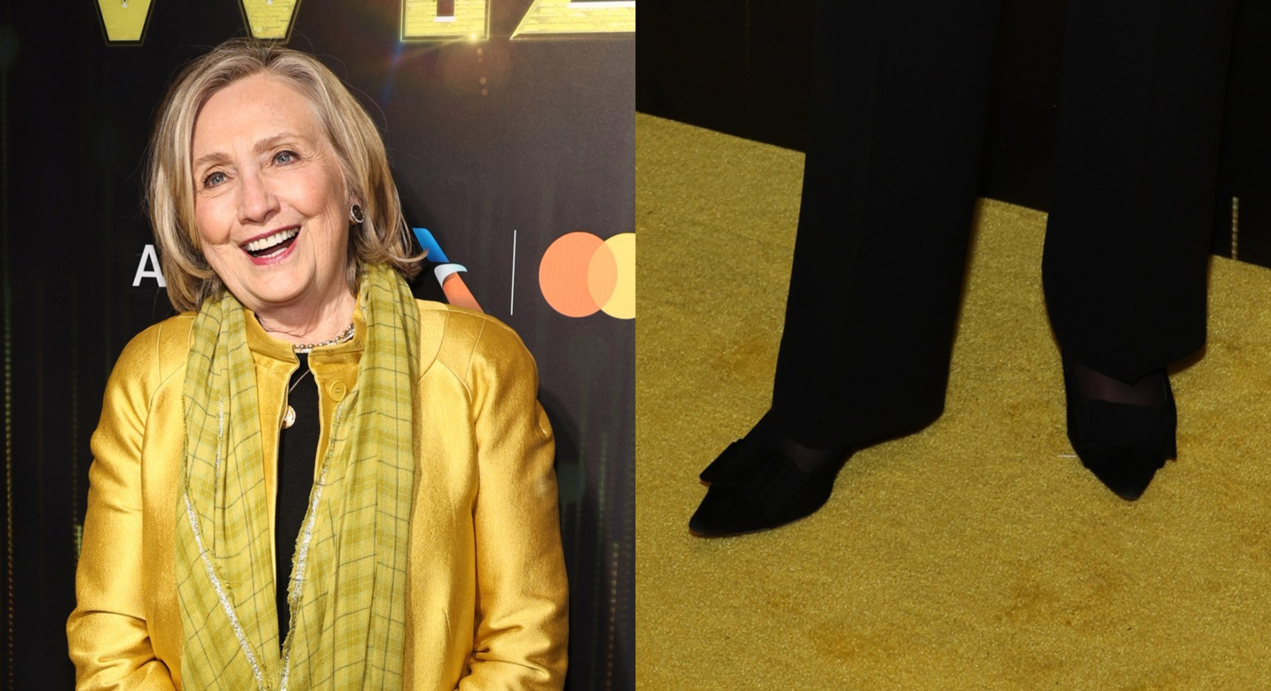 Hillary Clinton Pops in Bow-Embellished Shoes for ‘The Wiz' Opening Night