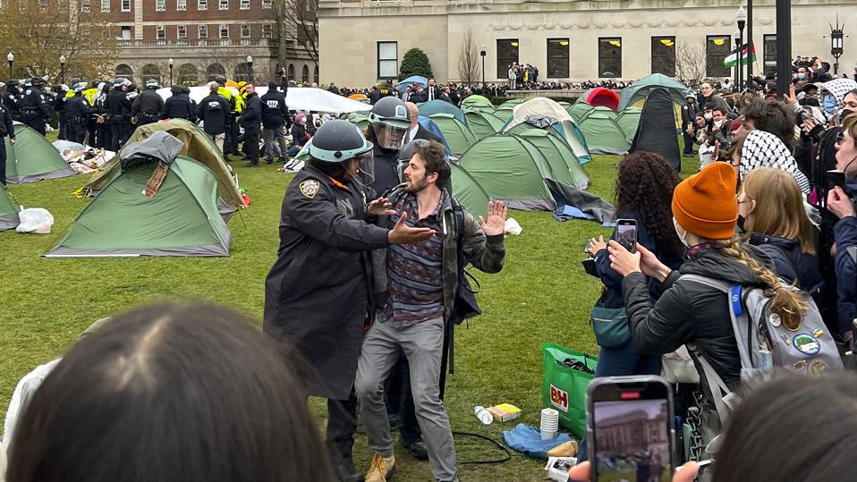 nypd clears gaza protest encampment at columbia and arrests students—one day after university president testified to congress