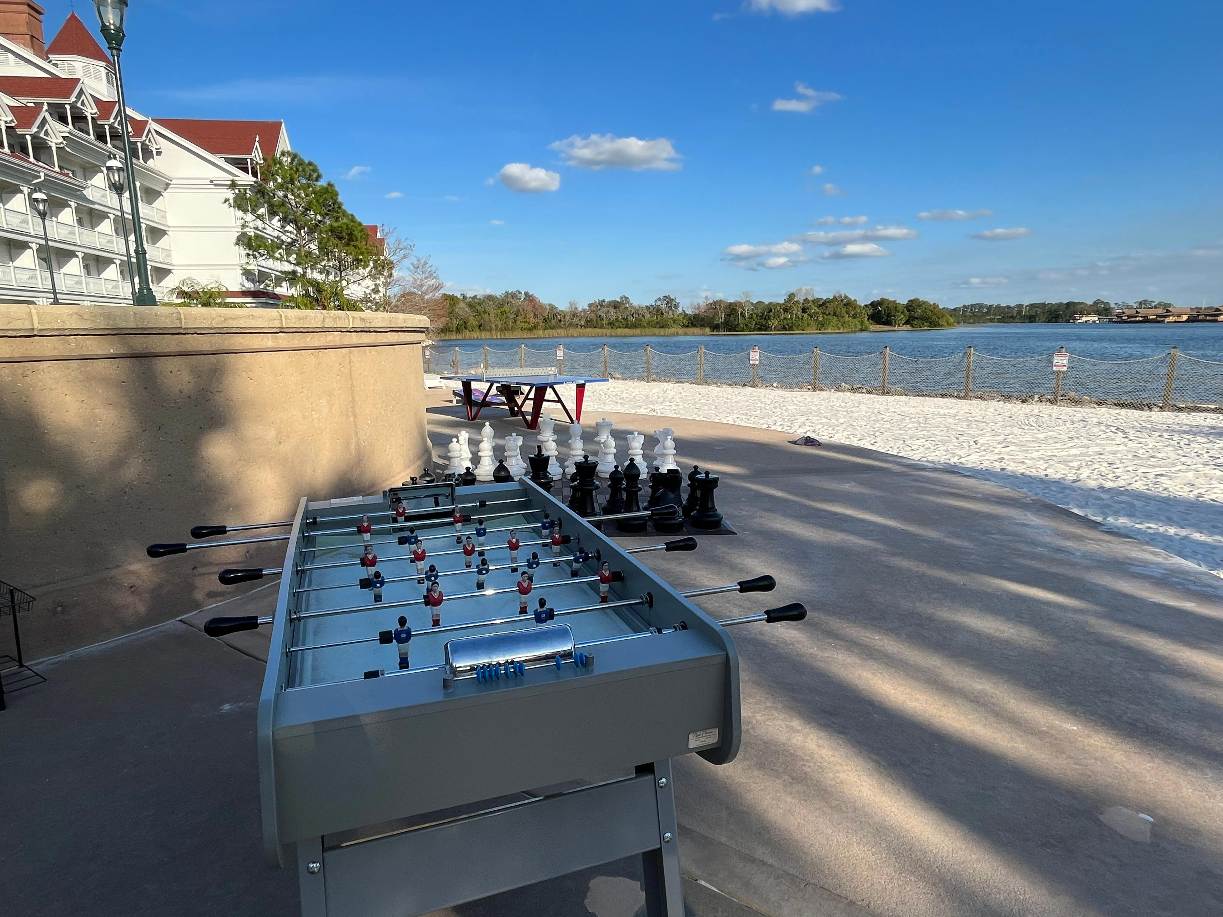 <p>I didn't get too close because I didn't want to get all full of sand before dinner. But I noticed the resort had games available by the beach, including foosball, chess, and cornhole.</p>