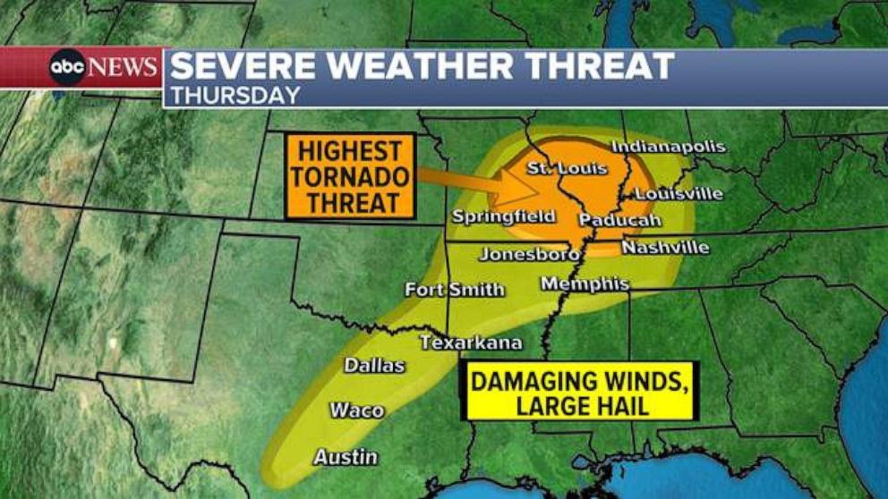 tornado threat on the move: latest severe weather forecast