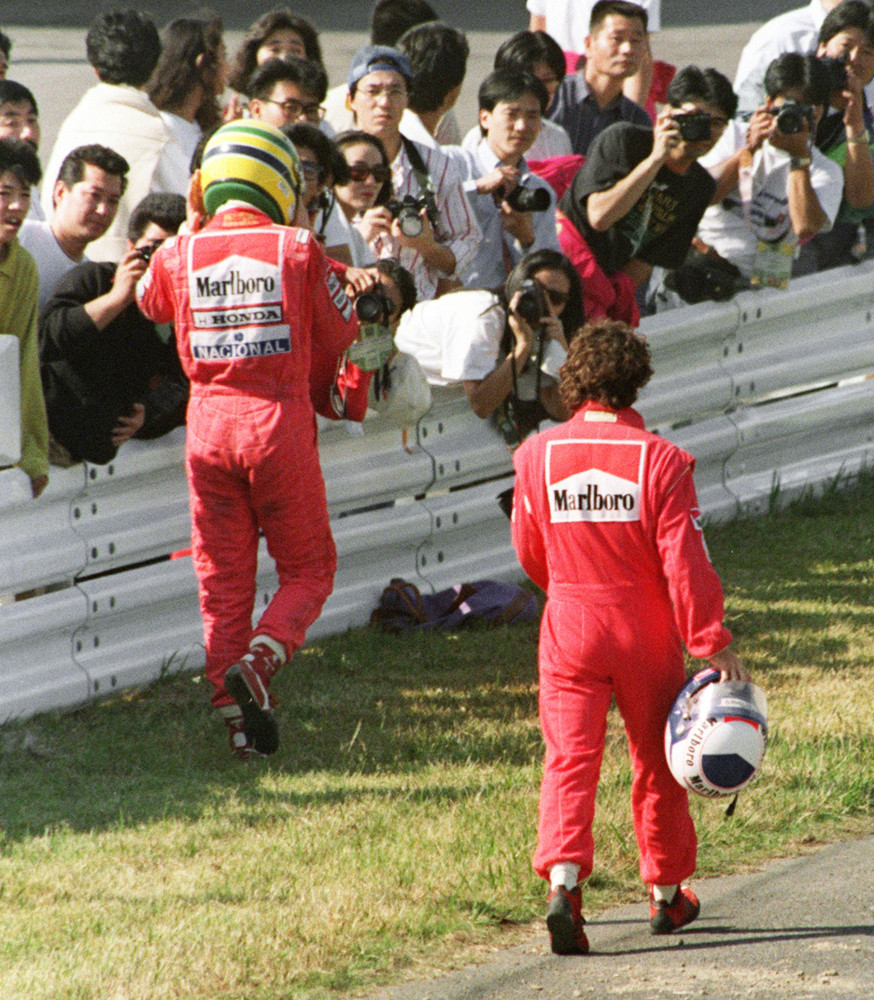 <p>The incident at Suzuka marked a new low in relations between the two former teammates. In 1990, Prost, the world champion and now driving for Ferrari, was eager to retain his title. Senna, however, had different ideas and, demonstrating typical determination, resilience, and passion, took a commanding lead in the championship with six wins. But in a replay of the previous year's shenanigans—and ironically at the same circuit in Japan—Senna deliberately crashed into Prost. The pair are pictured walking towards their pit after the collision.</p><p><a href="https://www.msn.com/en-us/community/channel/vid-7xx8mnucu55yw63we9va2gwr7uihbxwc68fxqp25x6tg4ftibpra?cvid=94631541bc0f4f89bfd59158d696ad7e">Follow us and access great exclusive content every day</a></p>
