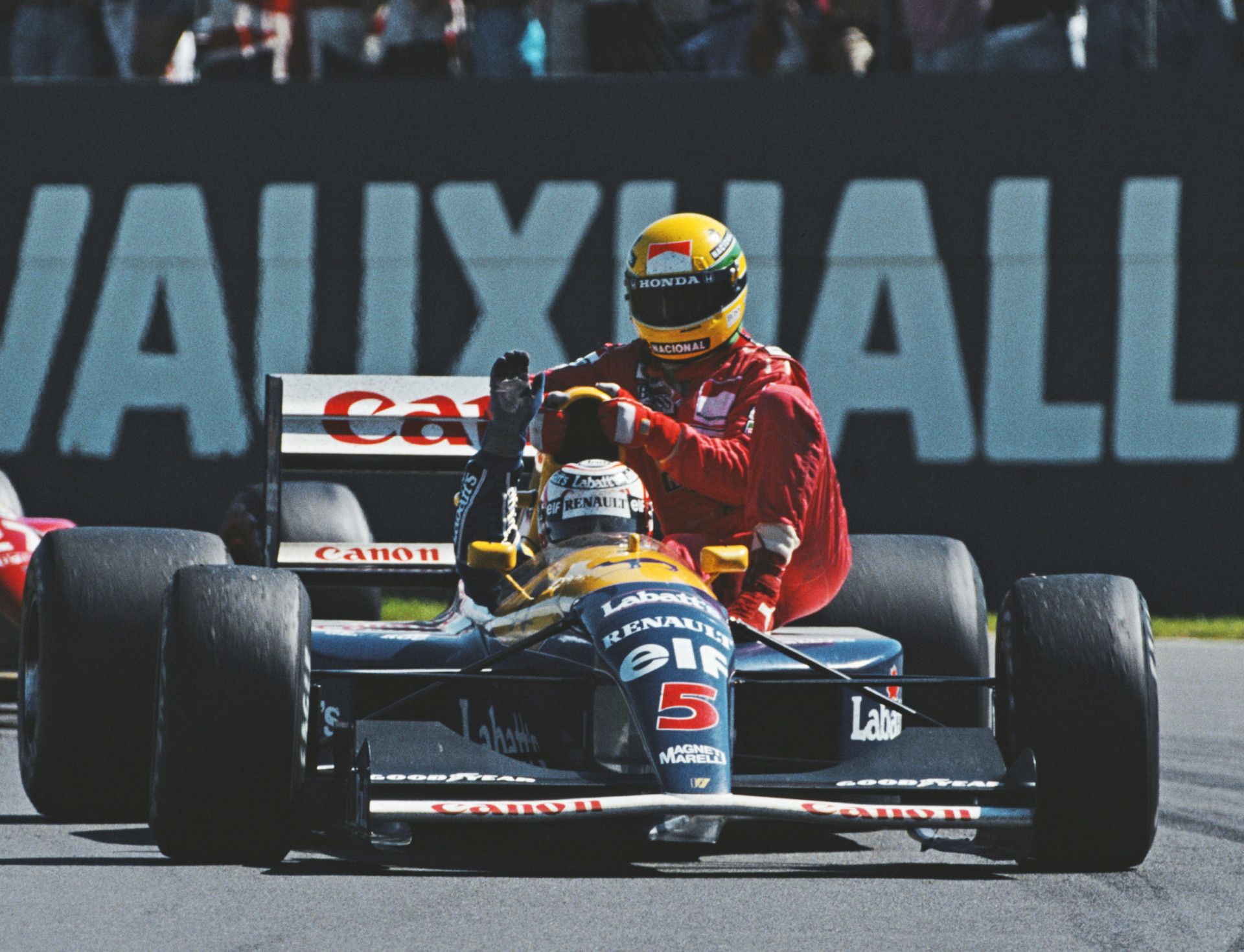<p>The 1992 season saw Nigel Mansell emerge as a serious threat to Ayrton Senna, compounded by the fact that Mansell was driving the Williams' all-conquering FW14B car, a machine McLaren simply couldn't match in terms of power and performance. Senna is pictured being given a lift back to the pits by Mansell after he had run out of fuel during the British Grand Prix on July 14, 1991.</p><p>You may also like:<a href="https://www.starsinsider.com/n/464771?utm_source=msn.com&utm_medium=display&utm_campaign=referral_description&utm_content=703485en-us"> Actors who didn't live to see their final films</a></p>