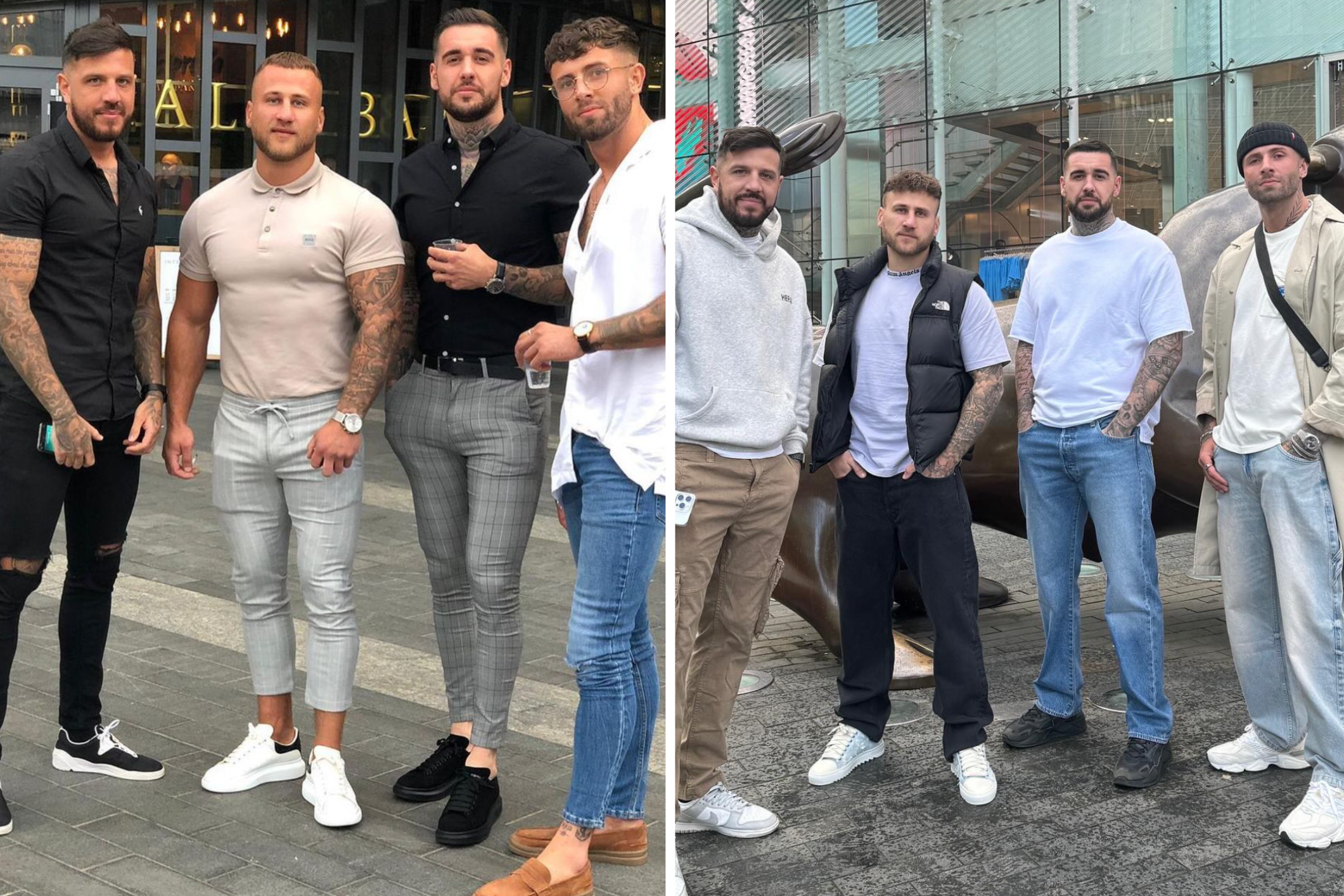 'four lads in jeans' meme given a 2024 update