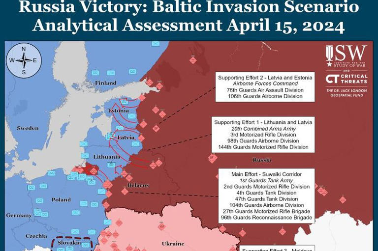 Chilling war map shows possible Russian routes to attack NATO as ...