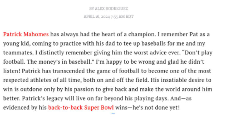 Why Did Alex Rodriguez Ask Patrick Mahomes to Quit Football & Play ...