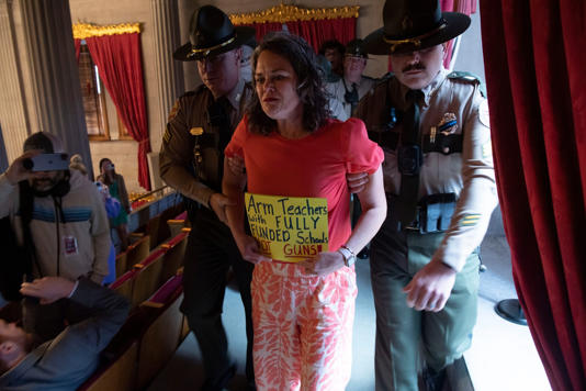 Allison Polidor is removed from the House gallery during a House session at Tennessee Capitol in Nashville , Tenn., Thursday, April 18, 2024. Nicole Hester / The Tennessean / USA TODAY NETWORK