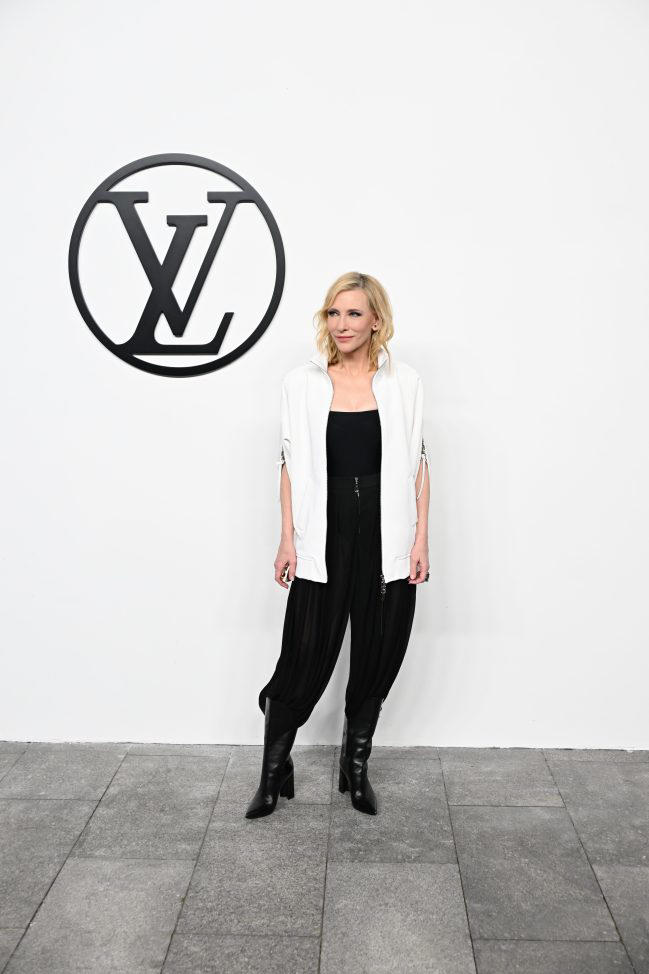 Cate Blanchett Poses in Chic Leather Boots at Louis Vuitton Women's Pre ...
