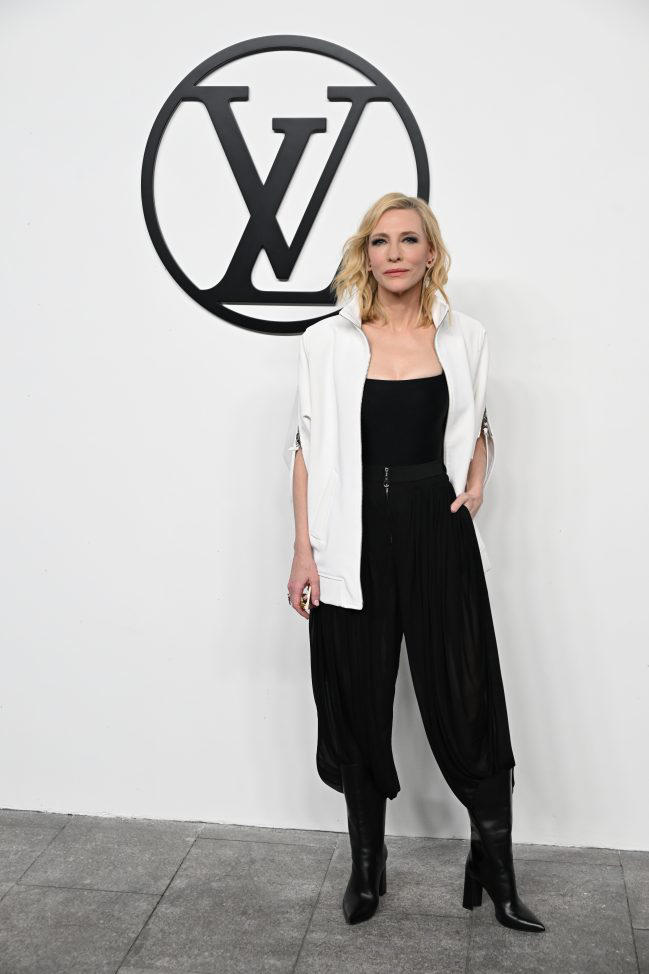 Cate Blanchett Poses in Chic Leather Boots at Louis Vuitton Women's Pre ...