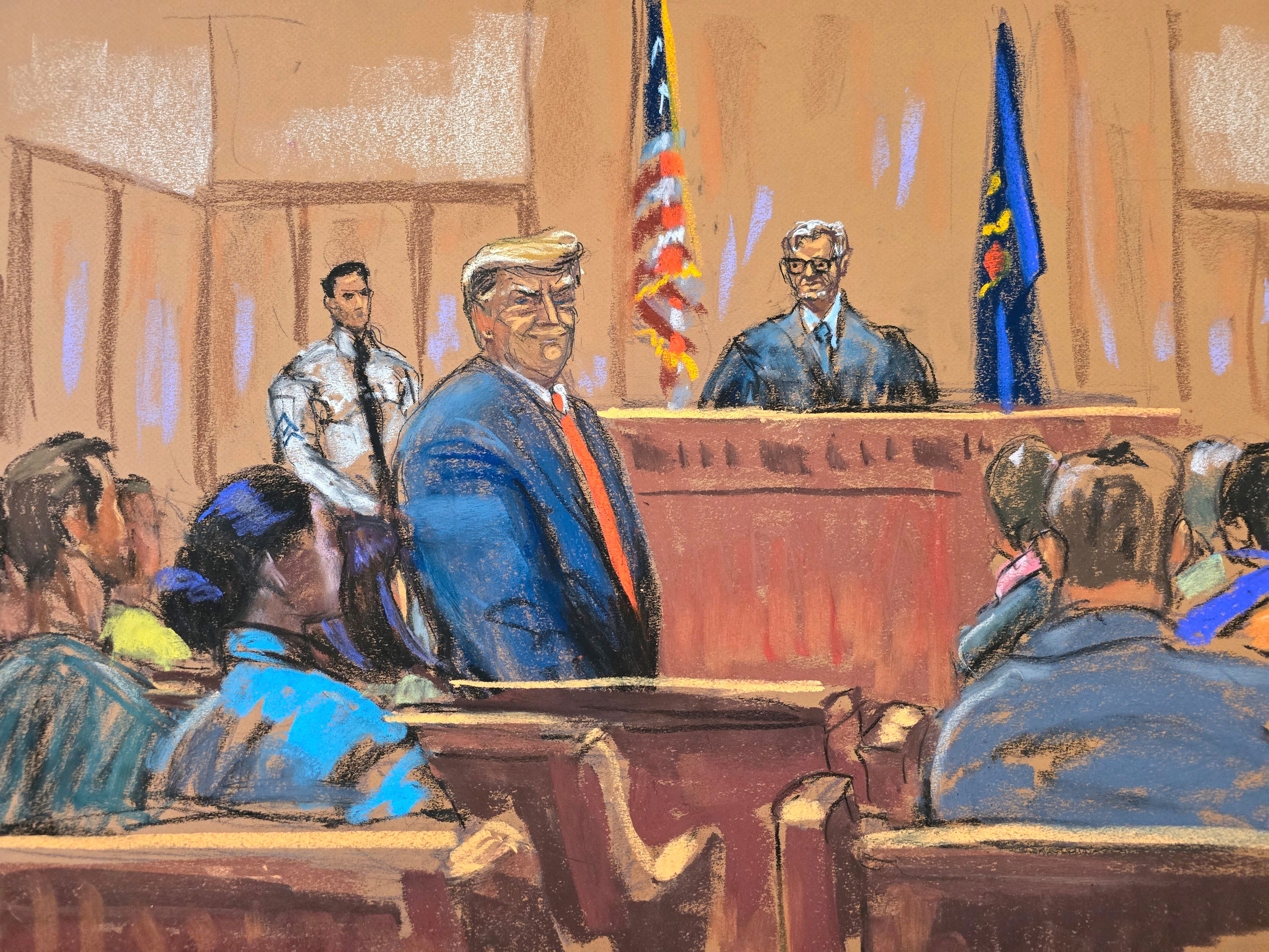 microsoft, trump trial sketch artists catch the former president's many courtroom moods: sleepy, grumpy, and — less often — happy