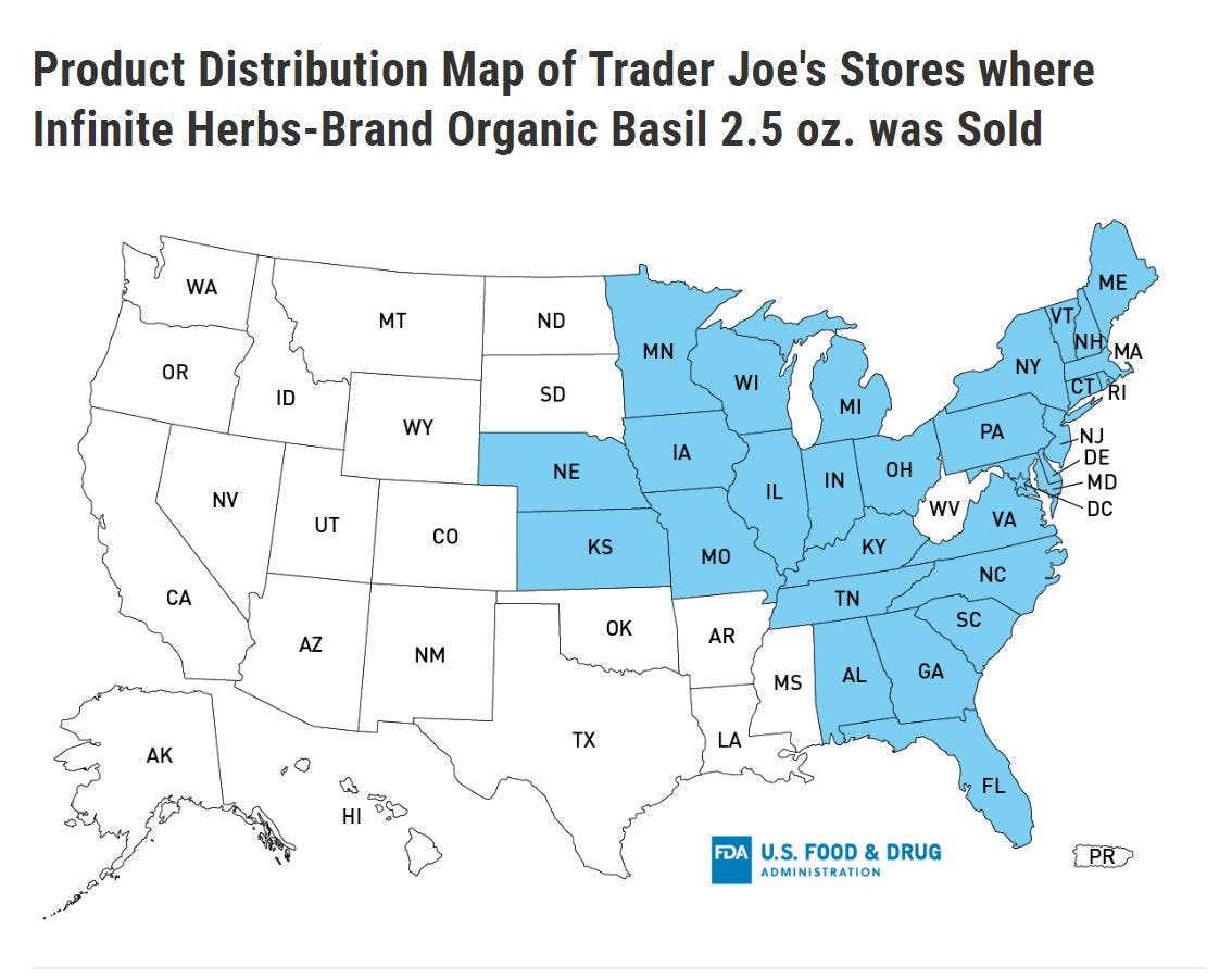 trader joe's recalls basil from shelves at 20 stores over salmonella risk