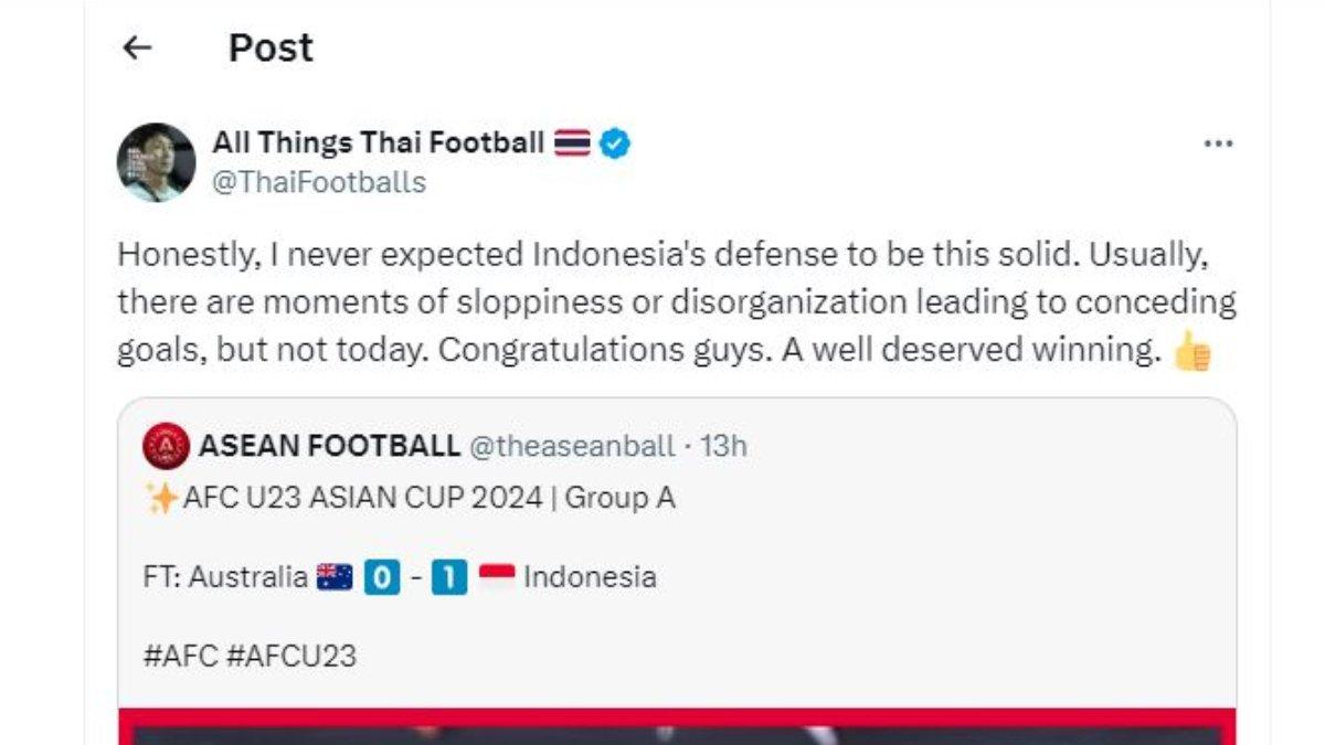 timnas indonesia u-23 libas australia,media thailand dibuat kaget: biasanya ada momen kecerobohan