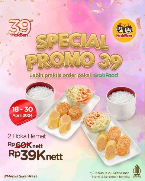 promo hut hokben 39 di bulan april 2024, bayar lebih murah dengan grabfood-gofood