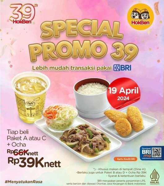 promo hut hokben 39 di bulan april 2024, bayar lebih murah dengan grabfood-gofood