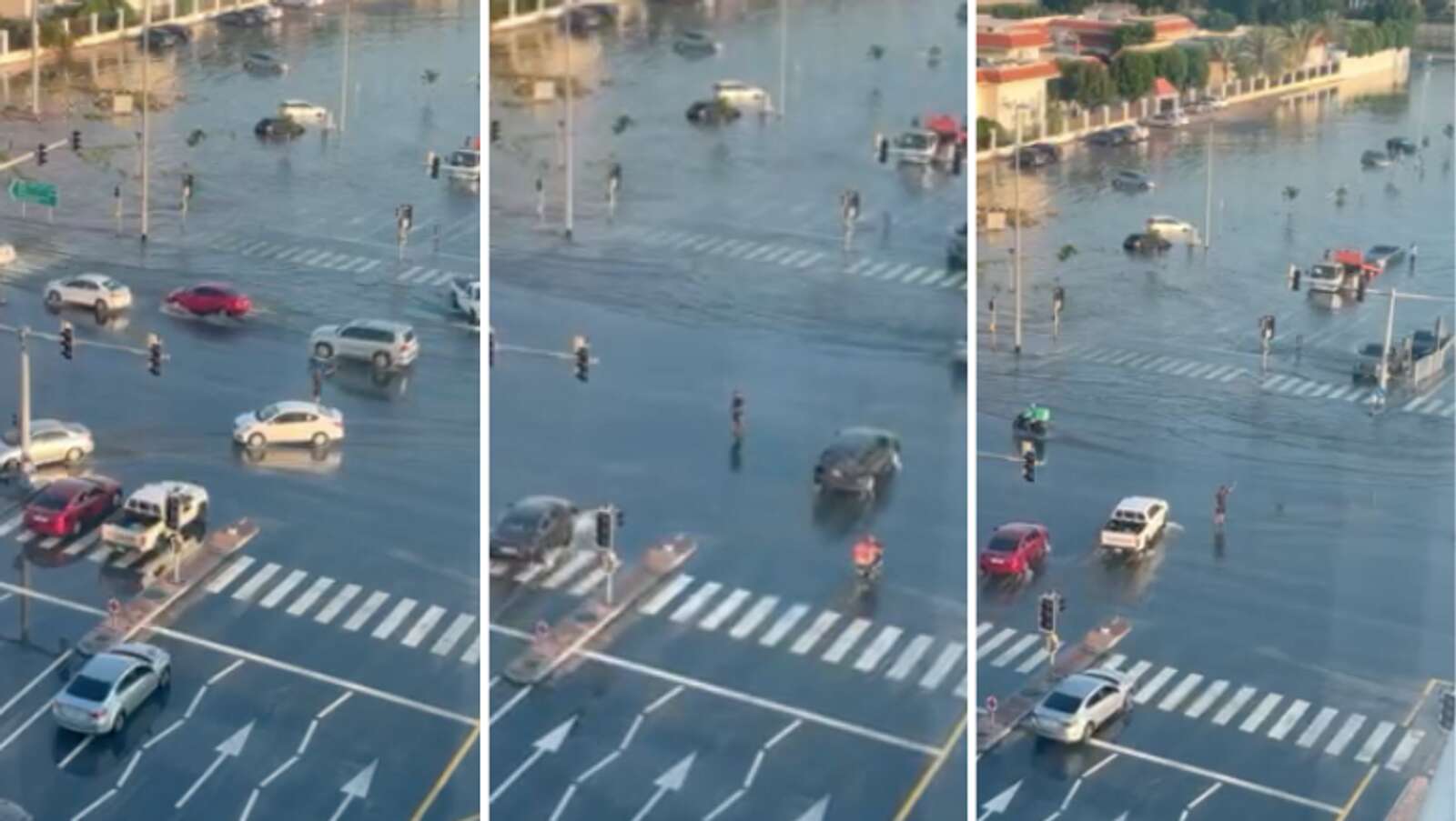 watch: dubai resident serves as traffic cop on flooded road after heavy rains