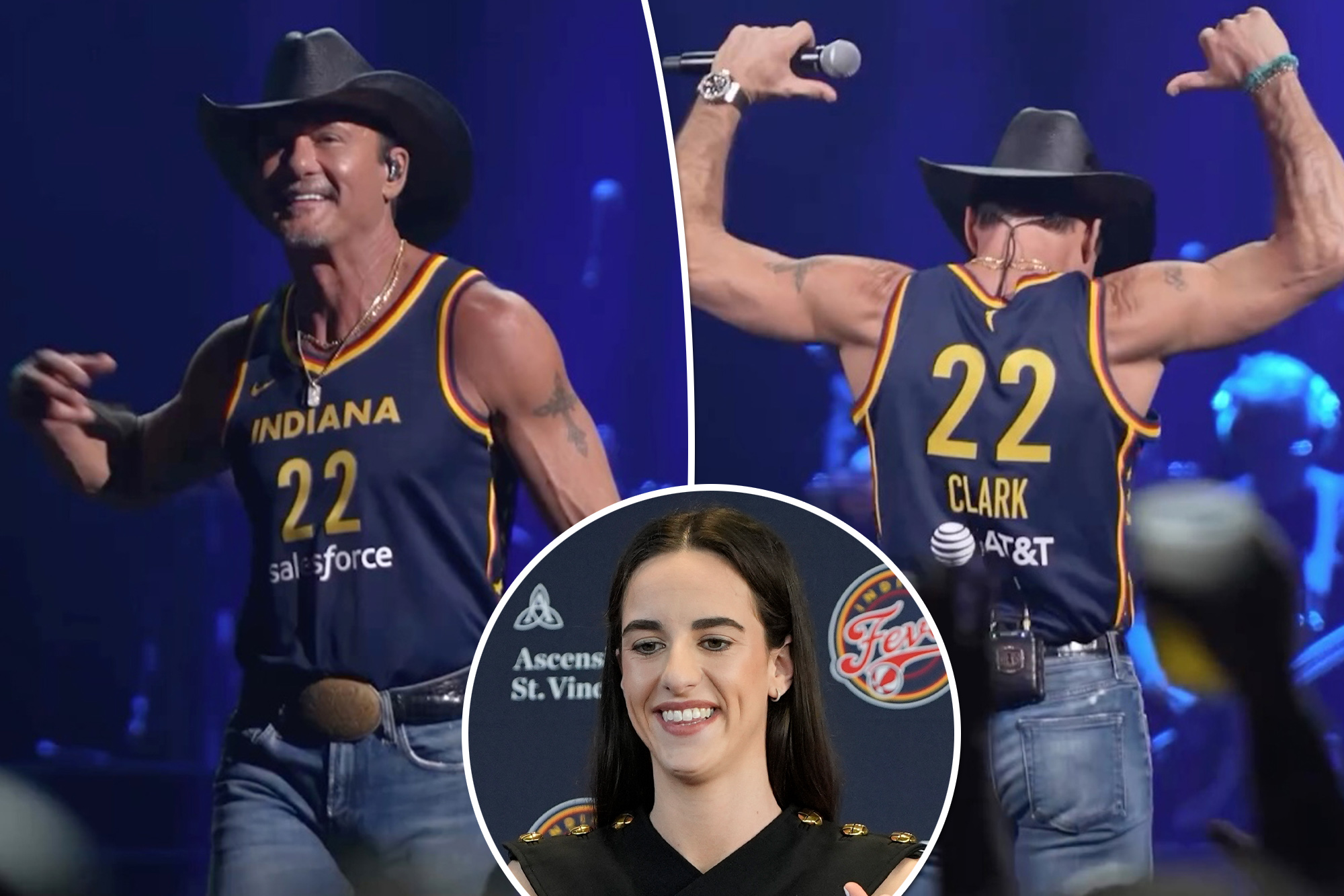 Tim McGraw Honors Caitlin Clark By Wearing Indiana Fever Jersey At Concert