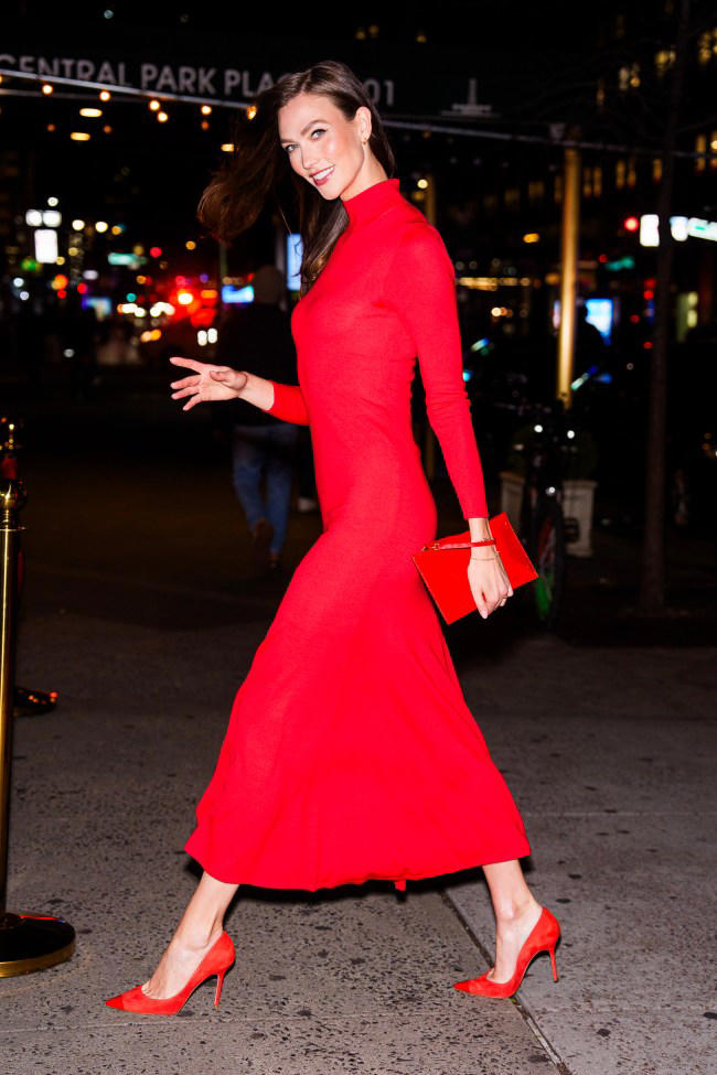 Karlie Kloss Gets Fiery in Red Shoes at Carolina Herrera's Good Girl ...
