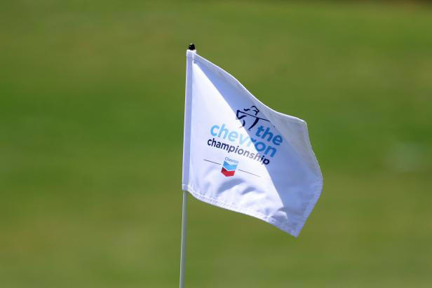 THE WOODLANDS, TEXAS - APRIL 18: A detailed view of the on the 12th hole flag during the first round of The Chevron Championship at The Club at Carlton Woods on April 18, 2024 in The Woodlands, Texas. (Photo by Gregory Shamus/Getty Images)