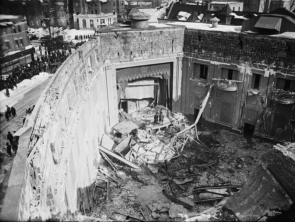 <p>The heavy snow made roads impassable and caused the roof of the Knickerbocker Theater to collapse onto moviegoers, <a href="https://worldhistoryproject.org/1922/1/29/knickerbocker-theatre-roof-collapse">killing 98 people and injuring 133 more</a>. The disaster gave the blizzard its name.</p>