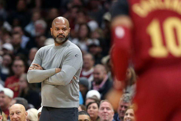 Cleveland Cavaliers head coach J.B. Bickerstaff watches play against the Indiana Pacers in the first half of play.
