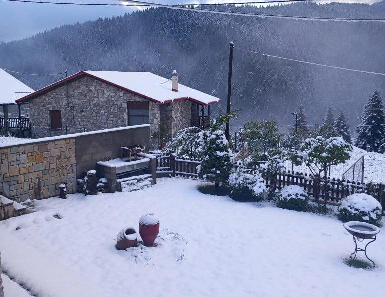 Κακοκαιρία: Πυκνή χιονόπτωση στο Περτούλι Τρικάλων – Δείτε φωτογραφίες