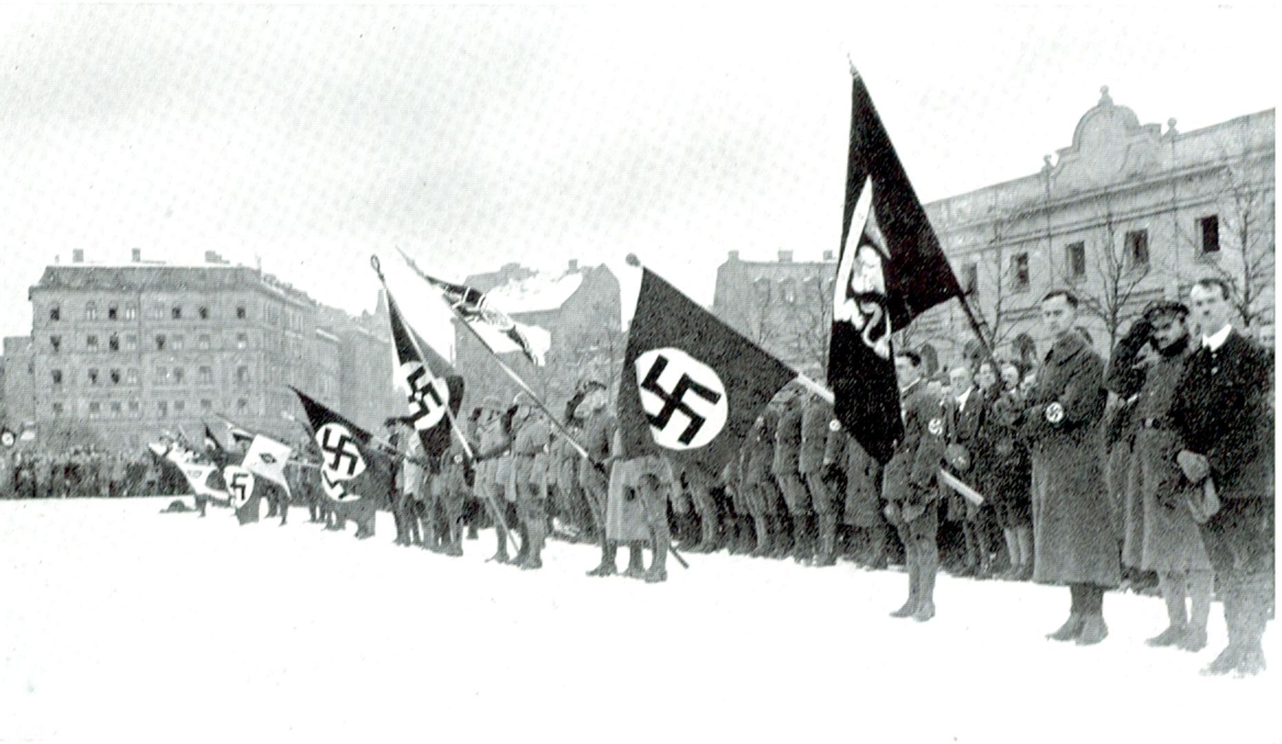 <p>In 1921, Adolf Hitler took the helm of the <a href="https://www.history.com/topics/germany/beer-hall-putsch">Nazi Party</a>, which, at the time, was a new political group that endorsed German pride and anti-Semitism. The party pushed back against the terms of the Treaty of Versailles, which forced Germany to make numerous concessions and pay reparations that led to widespread poverty in the country.</p>