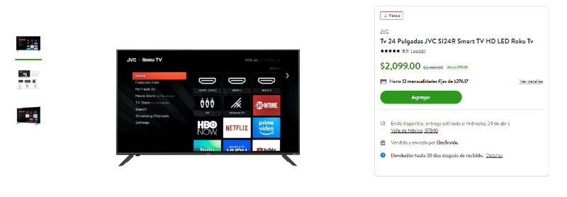 cinco smart tv con roku de oferta en bodega aurrera desde 2,000 para ver netflix, youtube y más