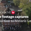 Drone footage shows destruction to historic London pub caused by huge fire<br>