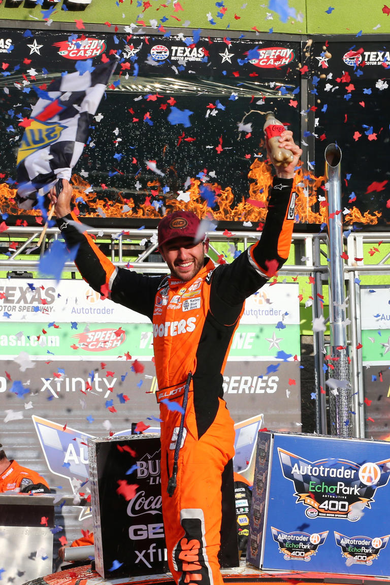 Michael Jordan celebrates NASCAR Talladega finish; Kyle Busch hates Cup ...