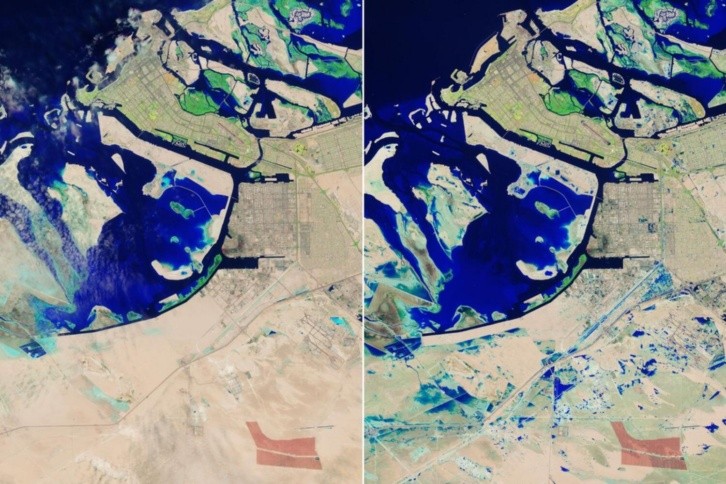 nasa revela impactantes imágenes de inundaciones en emiratos árabes