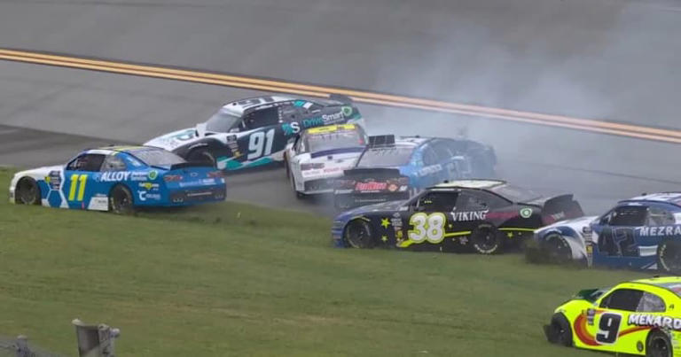 Brandon Jones gets spun, creates chaotic wreck during Ag-Pro 300 at ...