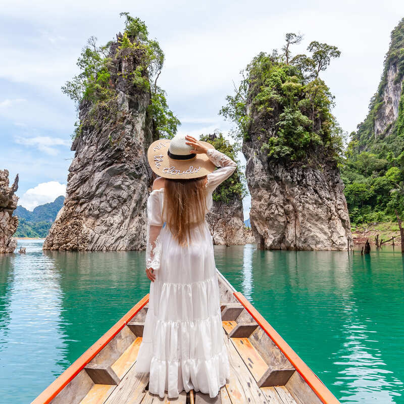 Woman on a boat in Thailand