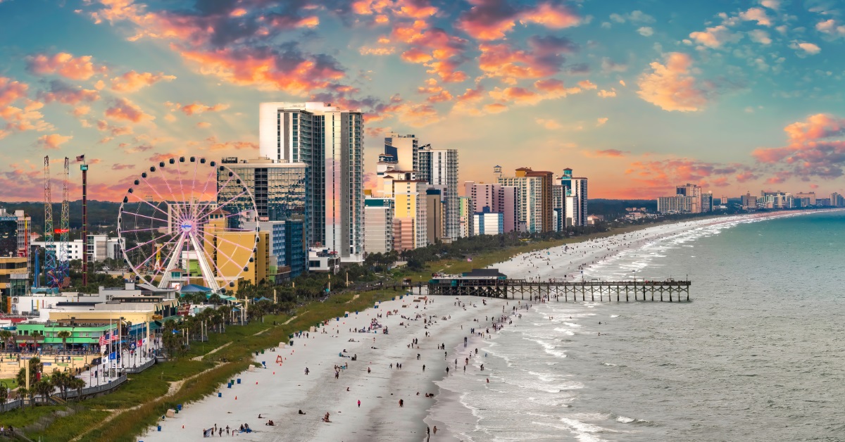 <p> One of the best-known resort towns in South Carolina is Myrtle Beach, which may have more options if you’re looking for activities to fill your days in addition to beach time. </p> <p> The city has water sports to try during the day and different restaurants to sample at night. You can also find some good deals by comparing prices at the various hotels in the area. </p>