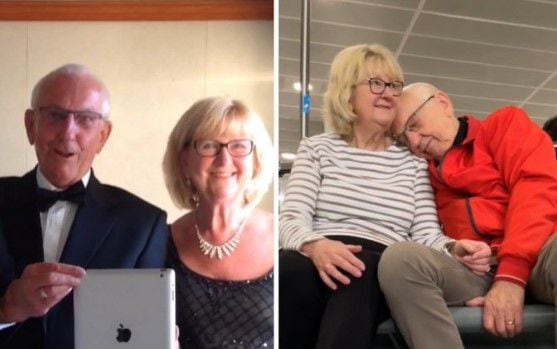 pareja de ancianos es viral por cómo cuentan a sus nietos que están de crucero