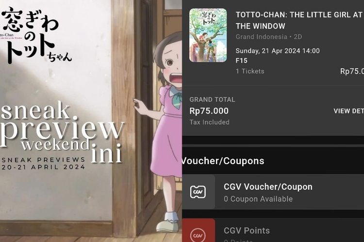 bisa nonton duluan hari ini! begini cara beli tiket sneak preview totto chan: the little girl at the window secara online di cgv