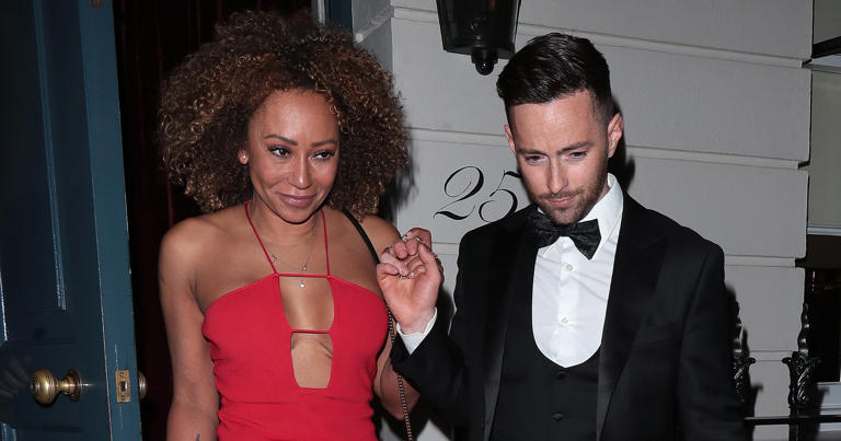 Mel B cosies up to rarely seen fiancé after Victoria Beckham's 50th ...