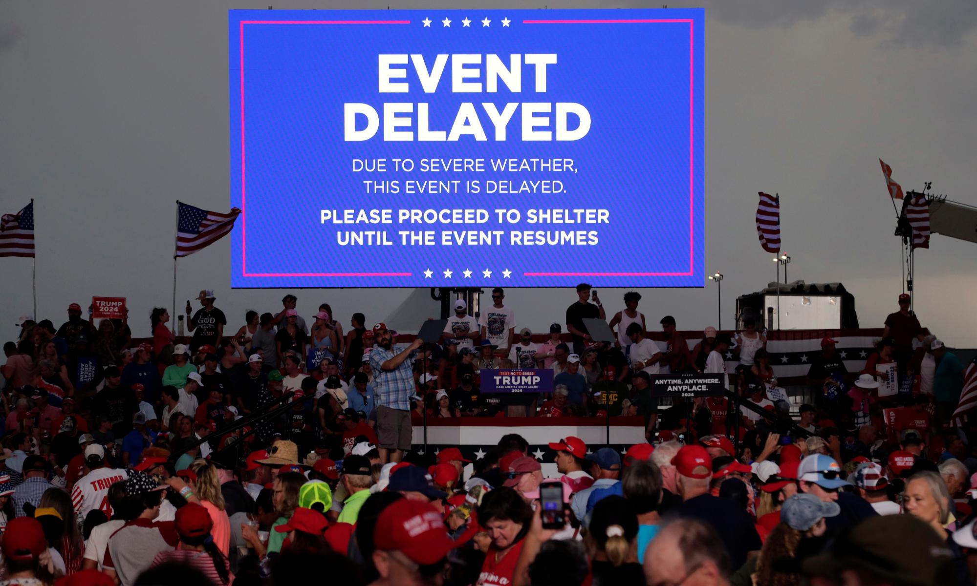 Trump cancels North Carolina rally due to storm in first public address ...