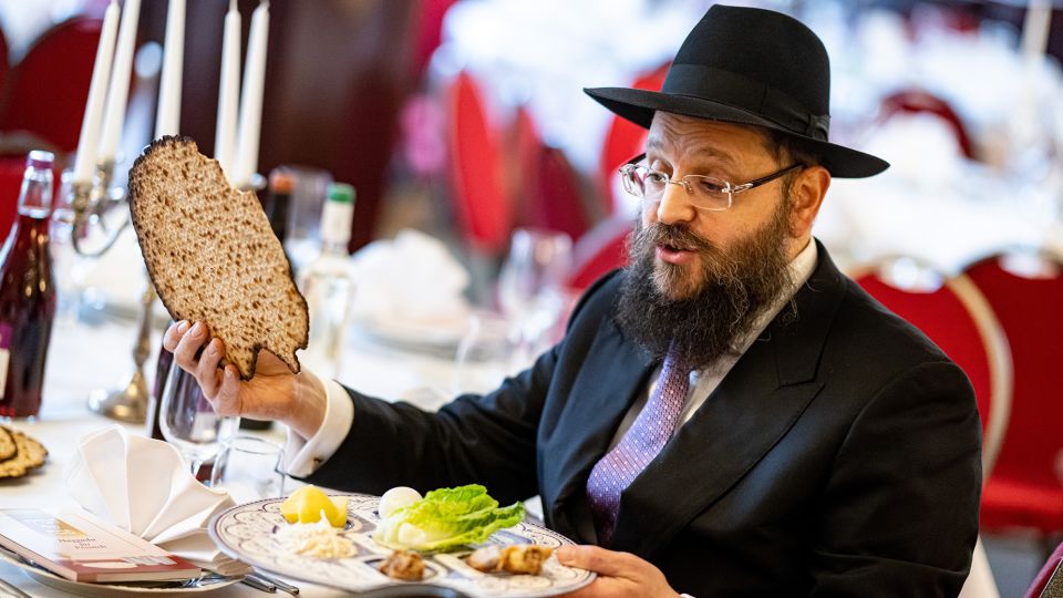 The Passover seder meal horseradish, wine, and unleavened bread