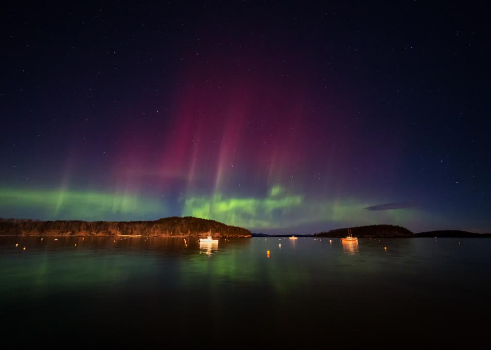 <p>The earliest written account of seeing the northern lights in Maine dates back to 1719. It described the colorful display as both dreadful and indescribable. Today, the aurora borealis still leaves people breathless, but thankfully they seem to enjoy it more than those who viewed it more than 300 years ago.</p>  <p>Aroostook County, Maine's northernmost county bordered by Canada, is one of the best places on the U.S. east coast to try to catch the northern lights. It has some of the darkest skies east of the Mississippi. Visit in September or October to ensure the dark skies are clear of clouds. For those who like to gaze at other natural wonders, the Aroostook National Wildlife Refuge is also a great place to birdwatch and spot other wildlife.</p>