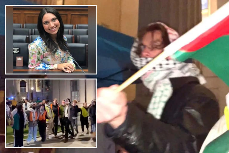 Jewish Yale student journalist stabbed in the eye with Palestinian flag during protest